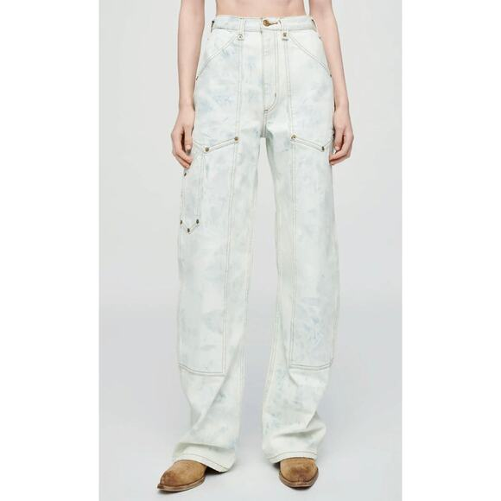 Nwt Re/Done Womens Super High Rise Classic Workwear Jeans Sunbleach Size 26 Flaw